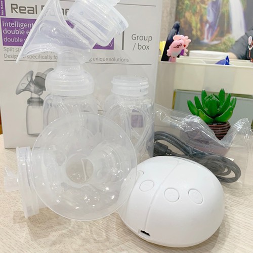 (SHOP CHUYÊN SỈ MÁY HÚT SỮA) Máy Hút Sữa Điện Đôi Real Bubee - Có Massa Kích Sữa, Hút Êm Ái Như Em Bé Bú