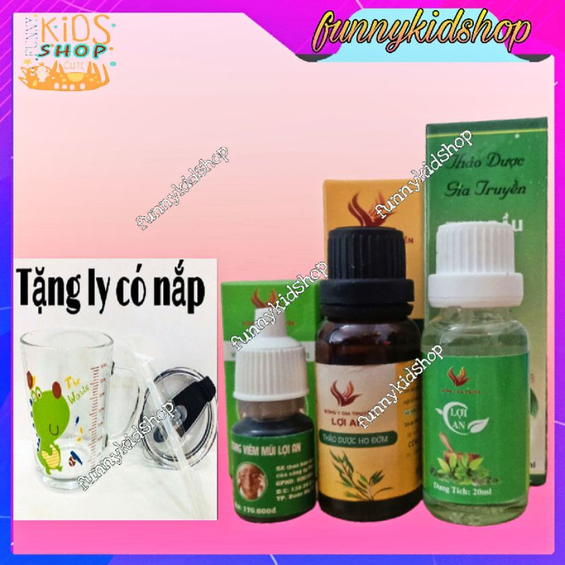 [Combo 3] Tinh dầu lợi an bôi ho sổ mũi, khò khè cho bé- tặng ly có nắp cho bé