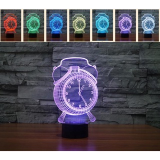 Đèn Ngủ 3D Led 7 Màu Hình Đồng Hồ