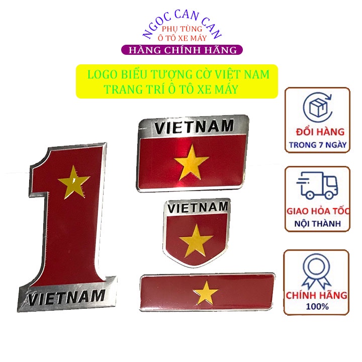 Bộ 4 Logo Biểu Tượng Cờ Việt Nam Hợp Kim Không Gỉ Trang Trí Ô Tô Xe Hơi xe máy