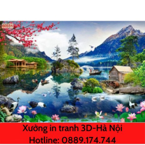 [Giá tại xưởng] tranh 3d sơn thủy phong cảnh in vải lụa zalo o889174744 o889.174.744