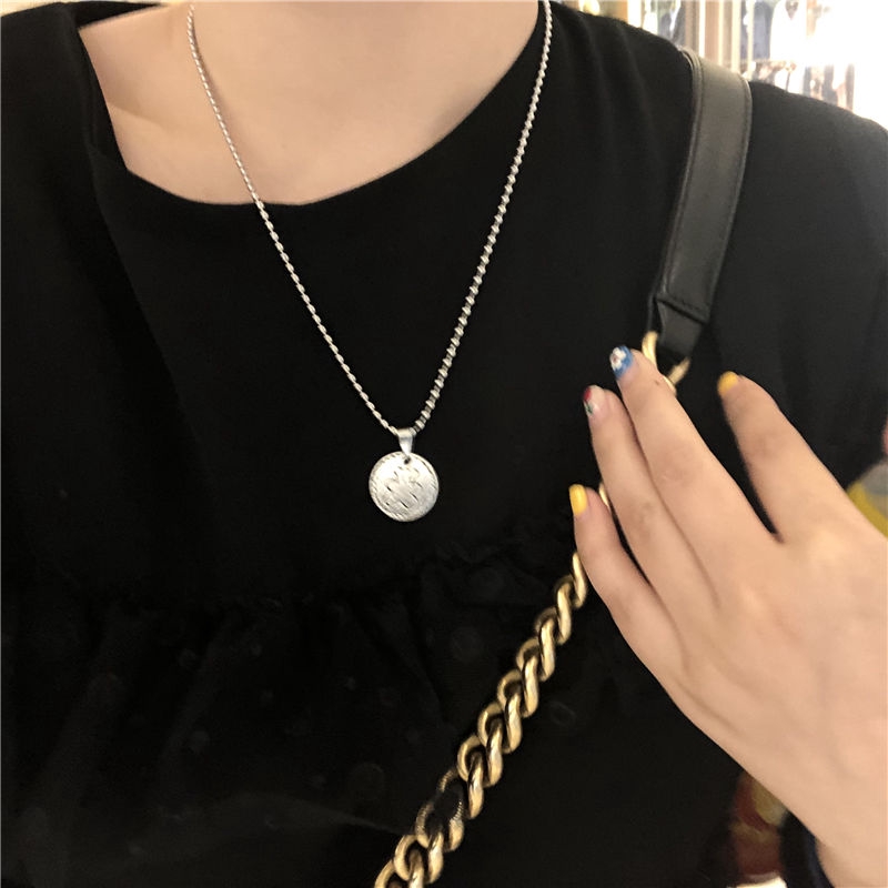 Dây chuyền mặt tròn khắc hình chú gấu thời trang dành cho nam nữ