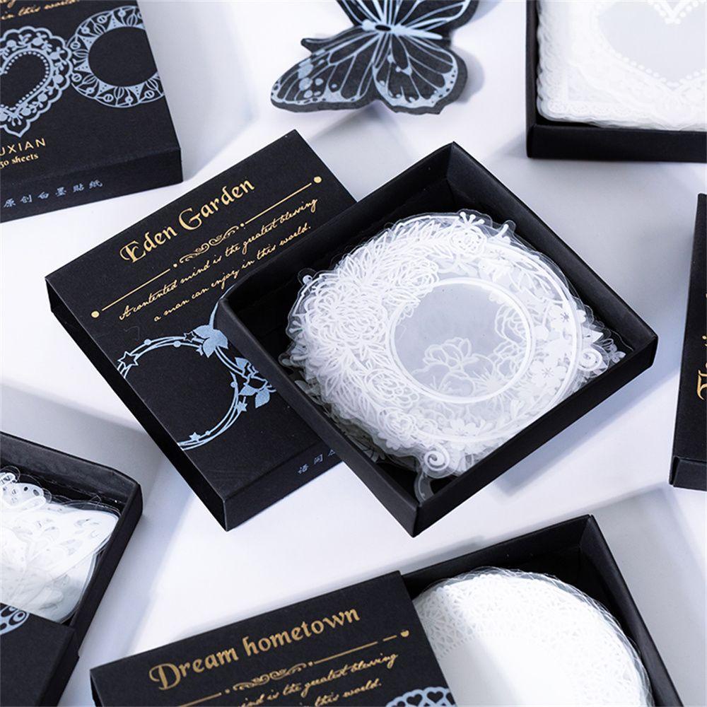 Set 30 Miếng Dán PET Trong Suốt Họa Tiết Bướm Trang Trí Album