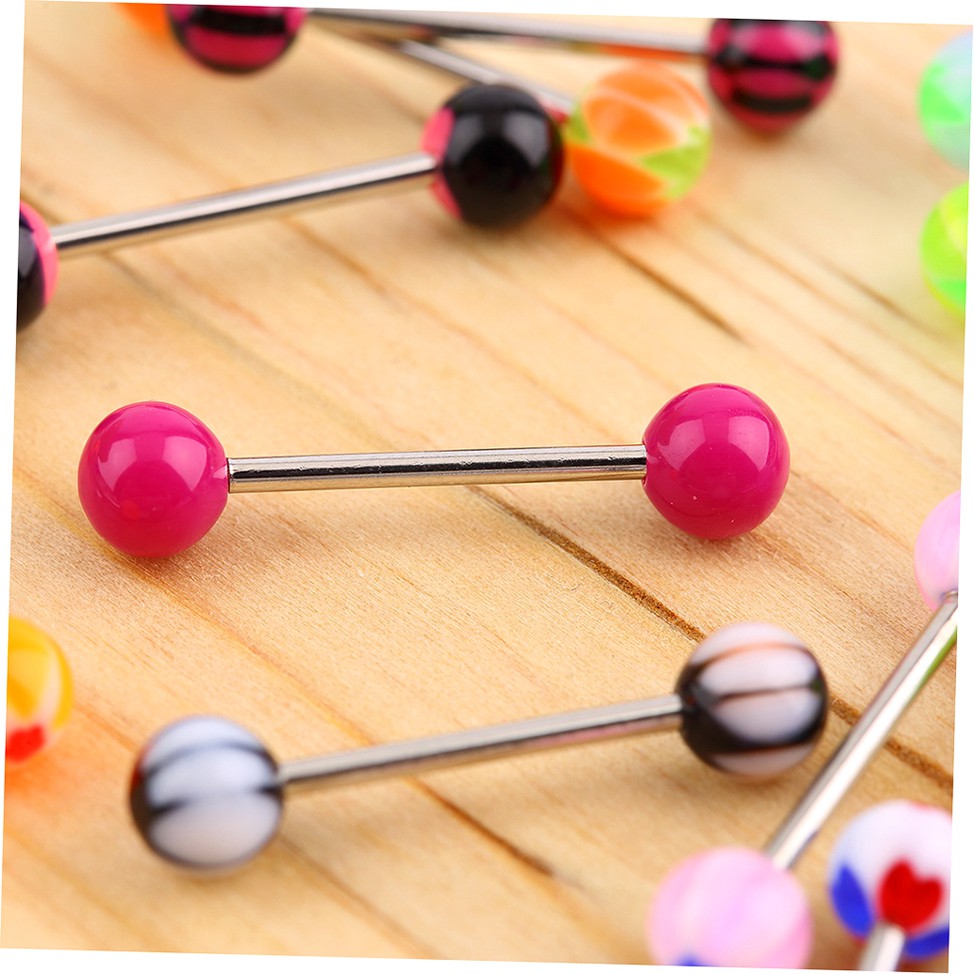 Set 20 khuyên lưỡi 14 kích thước bằng thép phẫu thuật