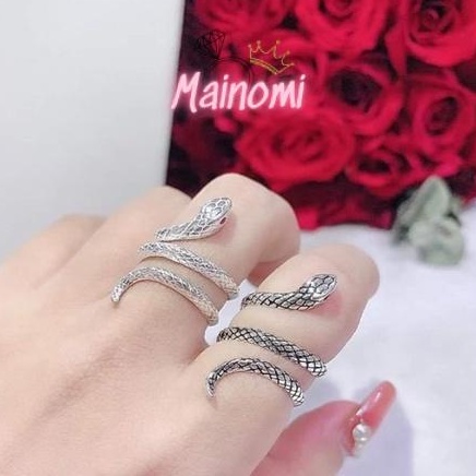 Nhẫn bạc Rắn cuốn 3 vòng, Nam Nữ đều đeo được thời trang cá tính độc đáo Mainomi Shop Bạc Xinh