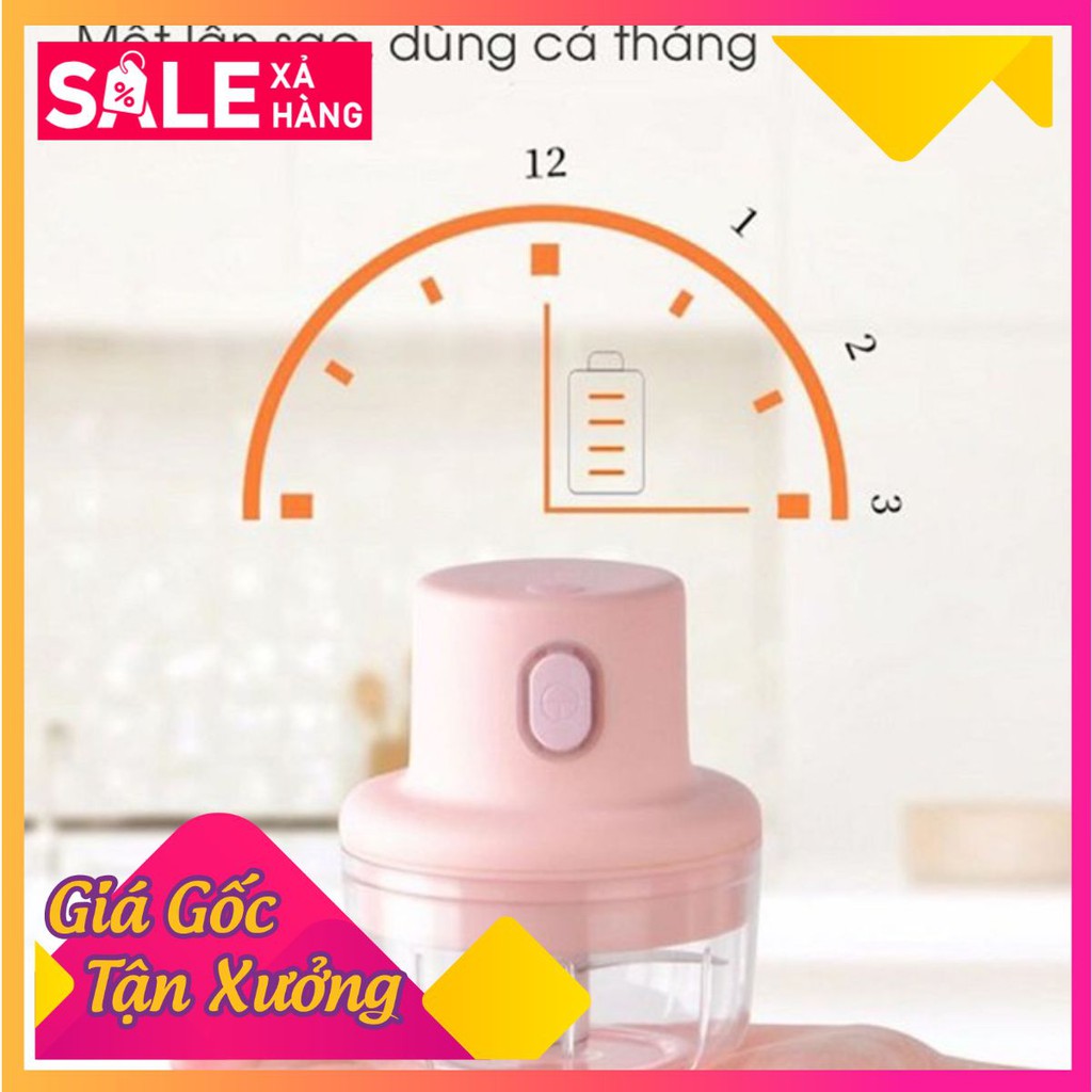 Sale Máy xay mini cầm tay đa năng sạc pin cao cấp xay tỏi ớt, hành, rau củ quả dung tích 250ml