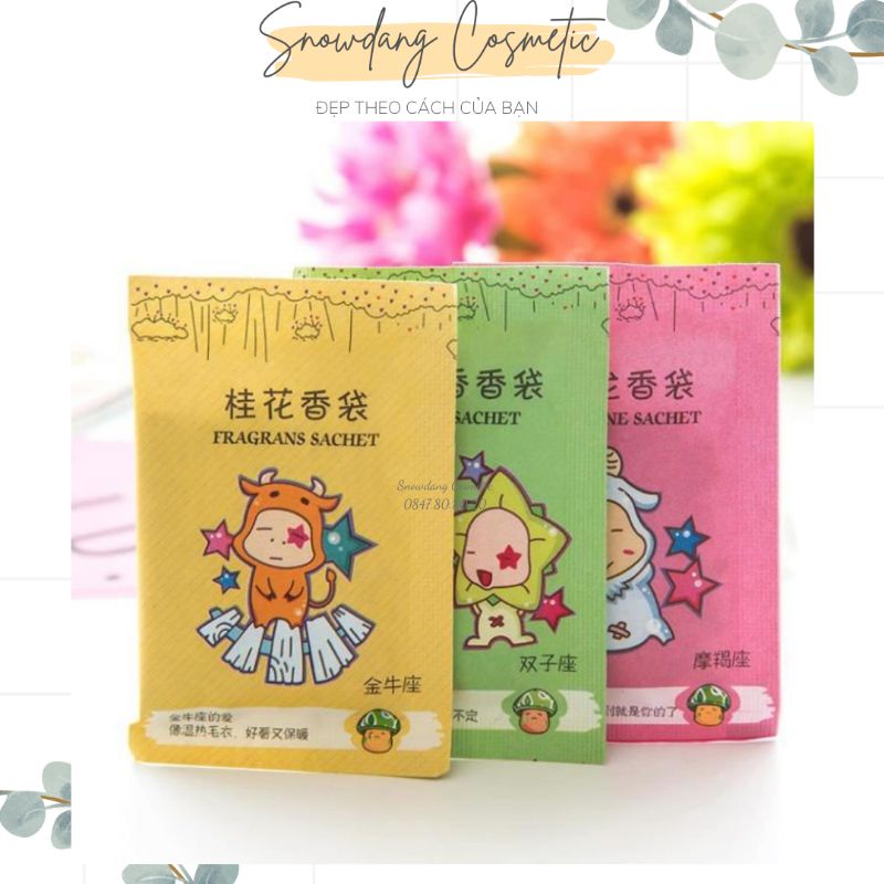 Túi thơm mini 12 cung hoàng đạo chipi để tủ quần áo, khử mùi ( MẪU NGẪU NHIÊN )