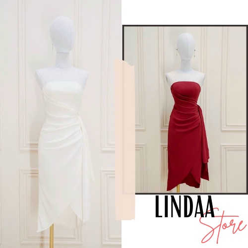 ĐẦM DỰ TIỆC TÀ ĐẮP CHÉO XOẮN EO