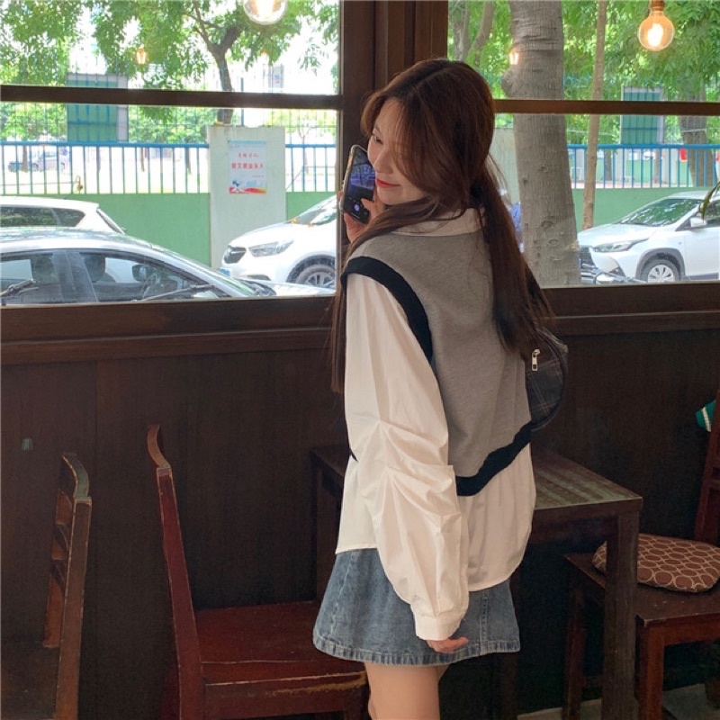 Áo sơmi liền gile ulzzang