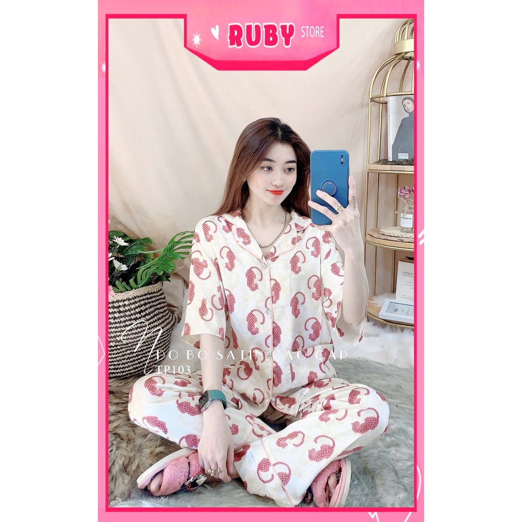 Đồ bộ nữ mặc nhà tay cánh dơi phom to chất satin cao cấp siêu mềm mát in họa tiết dễ thương TP103