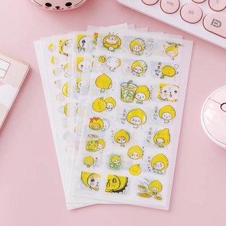Combo 6 sticker dán trái đào, trái chanh cute