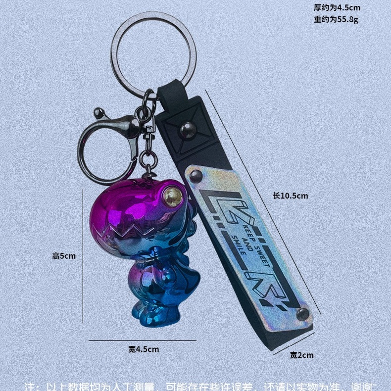 Móc Khóa Khủng Long Mạ Điện Màu gradient Sáng Tạo