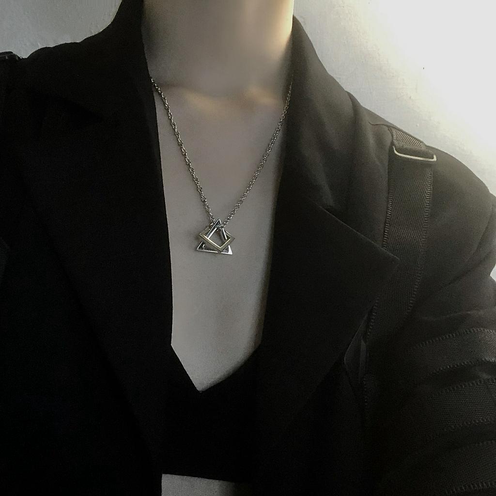 Vòng Cổ Mặt Hình Tam Giác Cá Tính Độc Đáo Phong Cách Hip-Hop