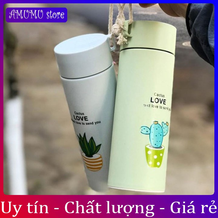 [Vỡ hoàn tiền]Bình nước in hình xương rồng 450ml lõi thủy tinh bọc vỏ nhựa lúa mạch có dây sách (GIAO MẪU NGẪU NHIÊN) | BigBuy360 - bigbuy360.vn