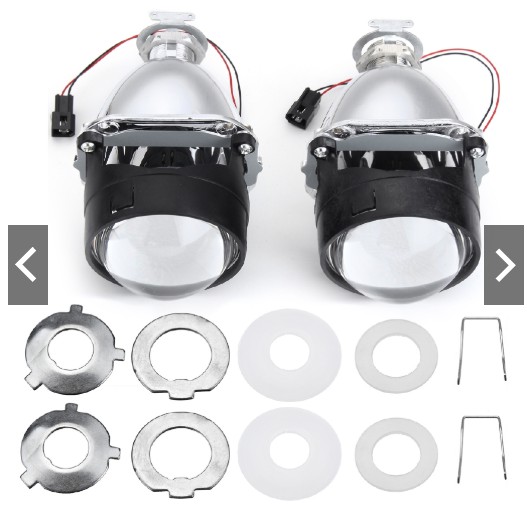 Bộ 2 đèn 2.5 HID Bi-Xenon cho xe hơi ô tô gương cầu thấu kính cắt sáng chống chói lóa bóng H1 chóa h4 H7