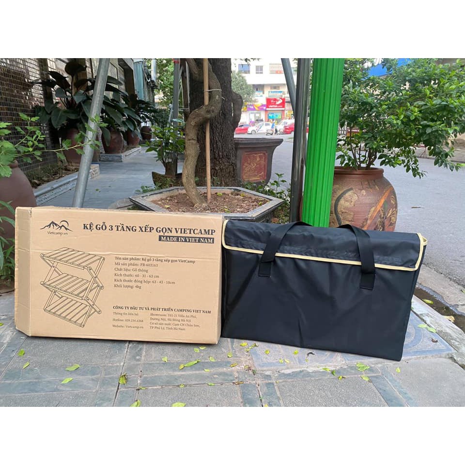 Kệ gỗ đa năng 3 tầng gỗ thông  - Có thể xếp gọn - Kích thước 60*31*63 - Bảo hành 12th