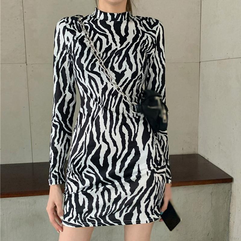 Đầm Dài Tay In Họa Tiết Ngựa Vằn Cá Tính Theo Phong Cách Hàn Quốc Cho Nữ | BigBuy360 - bigbuy360.vn