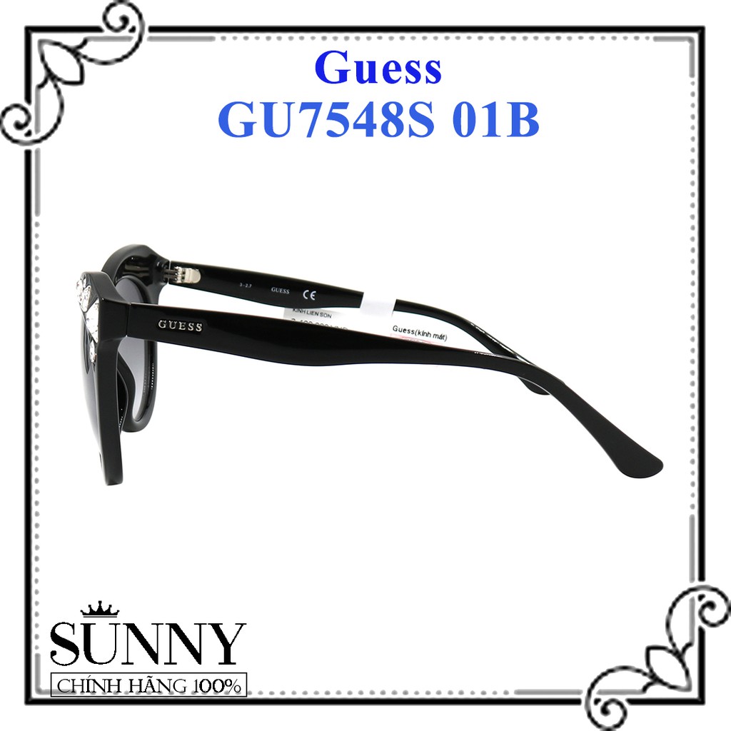 GU7548S 01B - kính mát Guess chính hãng Italy, sp kèm tem thẻ bảo hành toàn quốc, thiết kế dễ đeo bảo vệ mắt