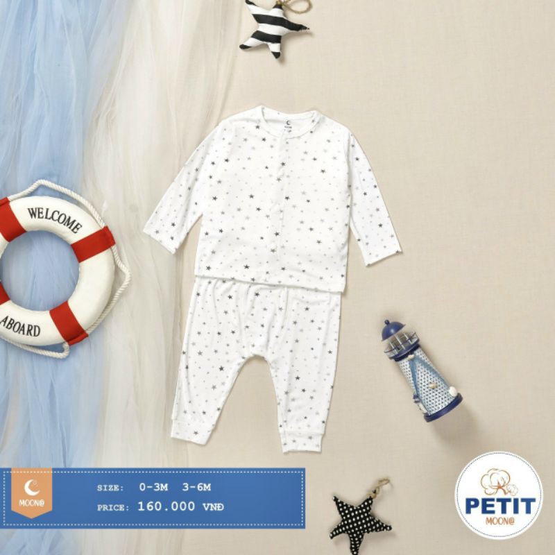 Moon -  (Nhiều mẫu) Bộ dài tay cài giữa vải petit mềm mát cho bé sơ sinh 3-7kg