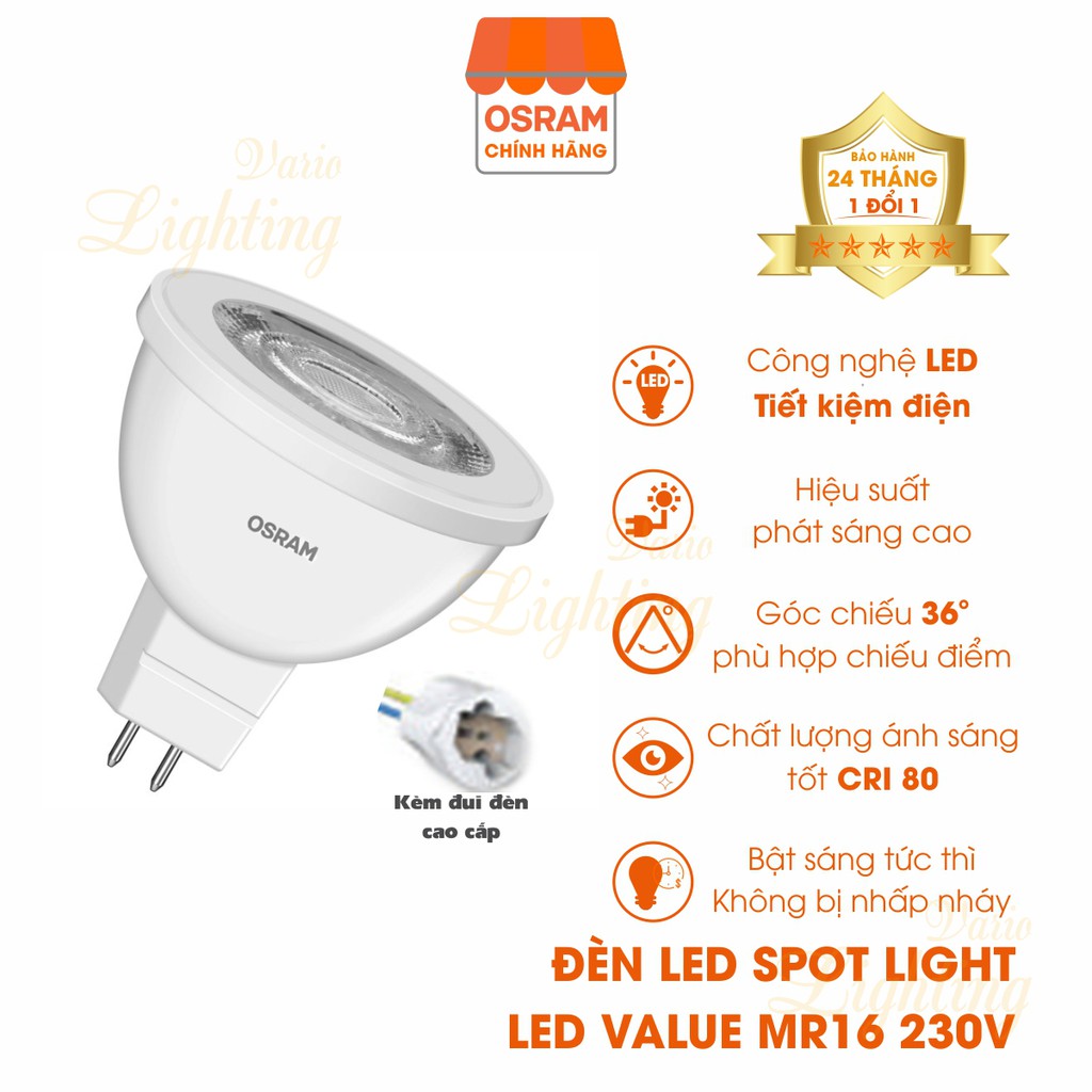 Bóng đèn LED Spotlight OSRAM LED VALUE MR16 230V 7.5W - HÀNG CHÍNH HÃNG [Ánh sáng chất lượng cao]