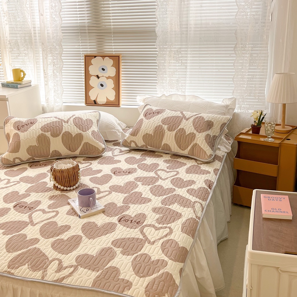 Chiếu điều hòa cao su non 9D M2T BEDDING Luxury vải lụa Tencel mềm mát - Mark Tim nâu Love