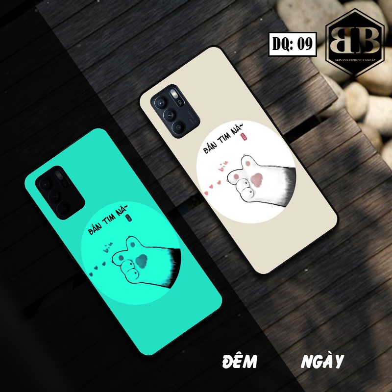 Ốp lưng kính Dạ Quang OPPO RENO6 Z 5G  phát sáng trong đêm in hình theo yêu cầu