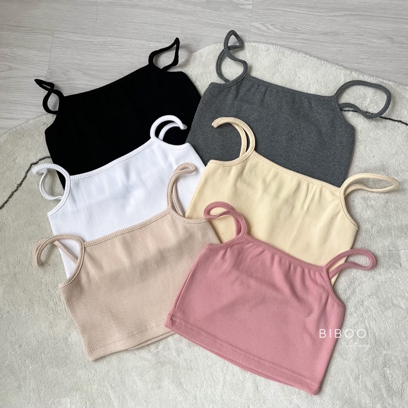 BIBOO - Áo 2 dây croptop ôm body MINI TOP chất liệu thun gân cotton thấm hút mồ hôi