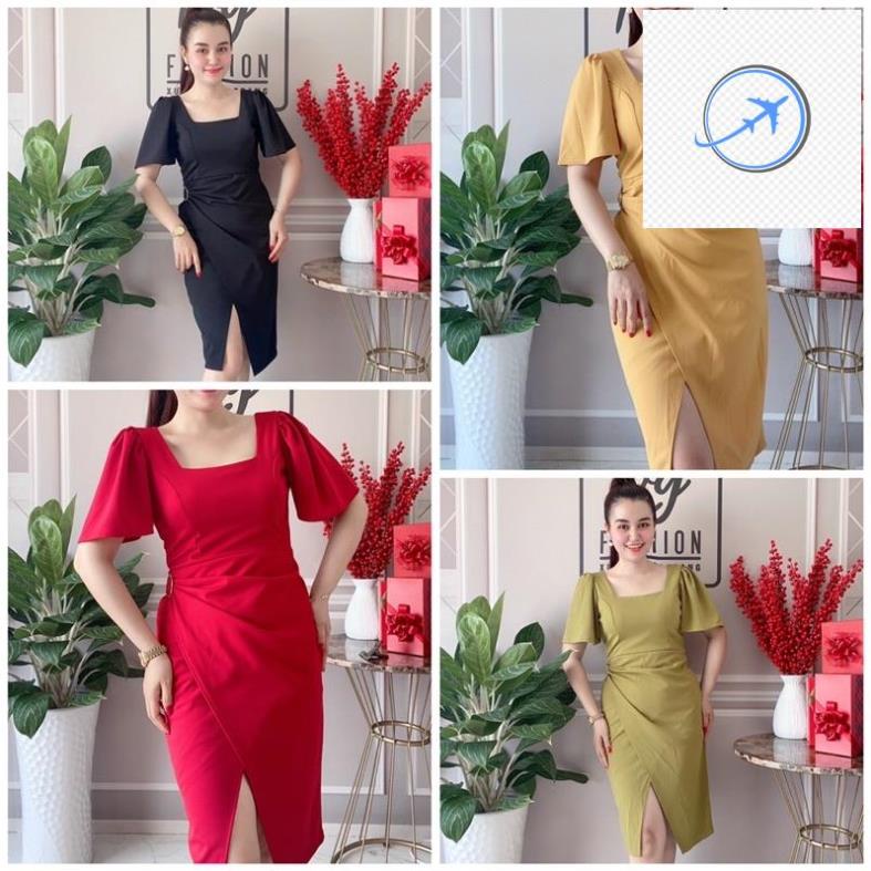 🕵️ Đầm body tà xéo tay loe sang chảnh 🕵️