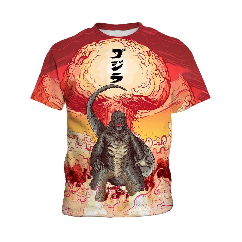 Áo Thun Tay Ngắn In Hình Godzilla Thời Trang Mùa Hè Thoải Mái Cho Bé 3-13 Tuổi