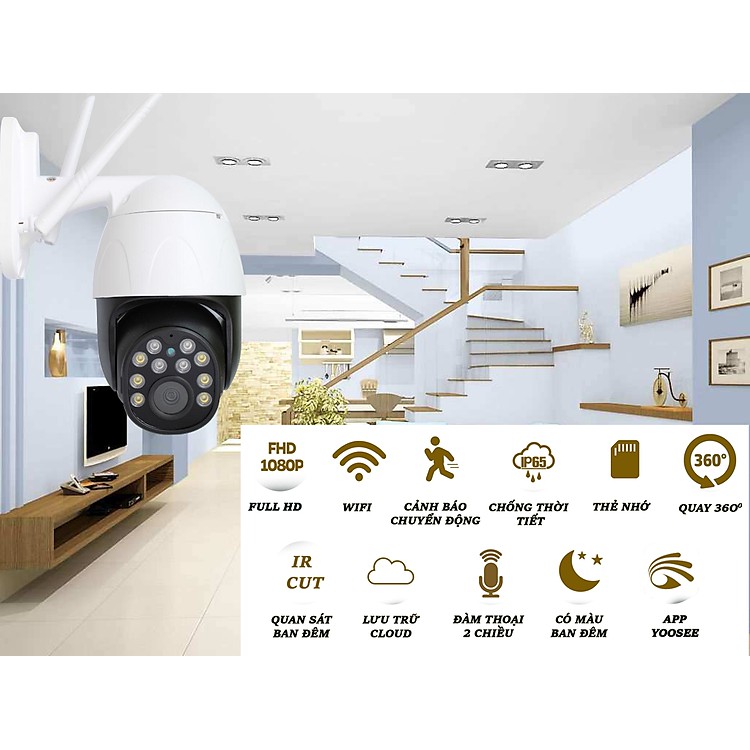 Camera Wifi Ngoài Trời Yoosee GW-D10S 2.0 MP Full HD1080P - Ban Đêm Có Màu