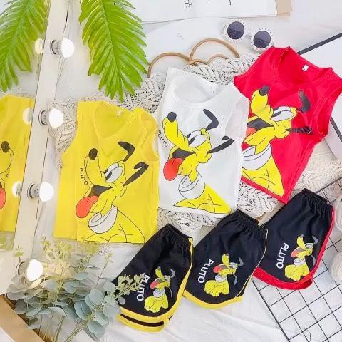 *Xả kho* Bộ thun cotton tàu in hình chó Pluto size 8-18kg