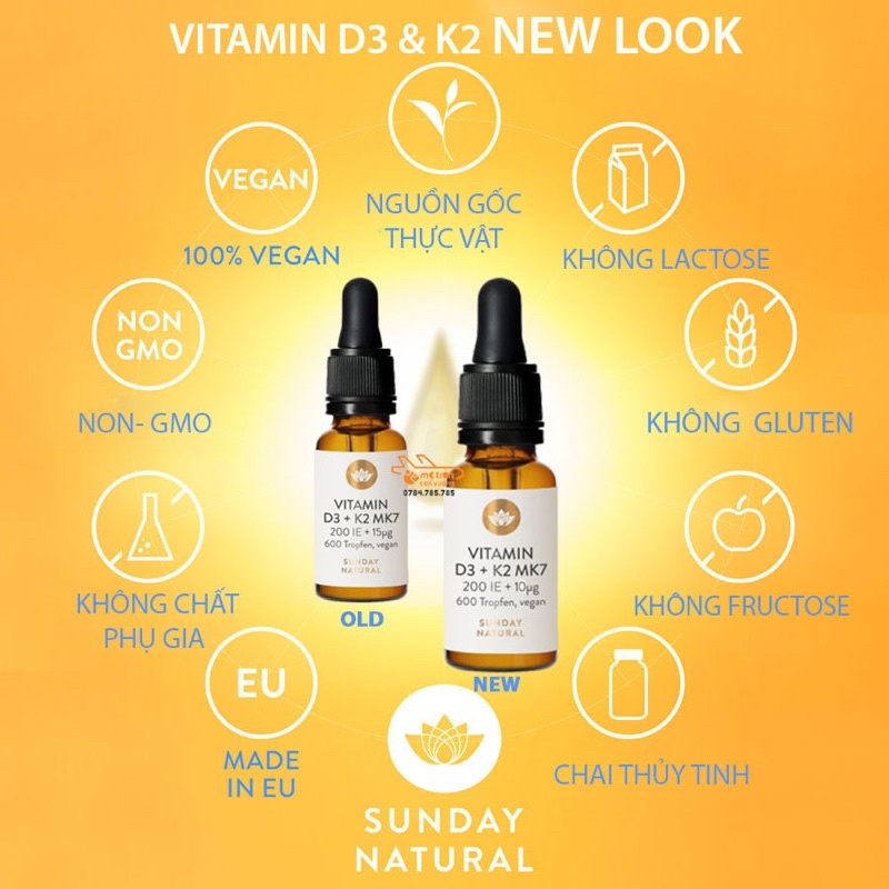 Vitamin D3 K2 MK7 Sunday Natural Đức Chai 20ml ( CAM KẾT CHÍNH HÃNG )