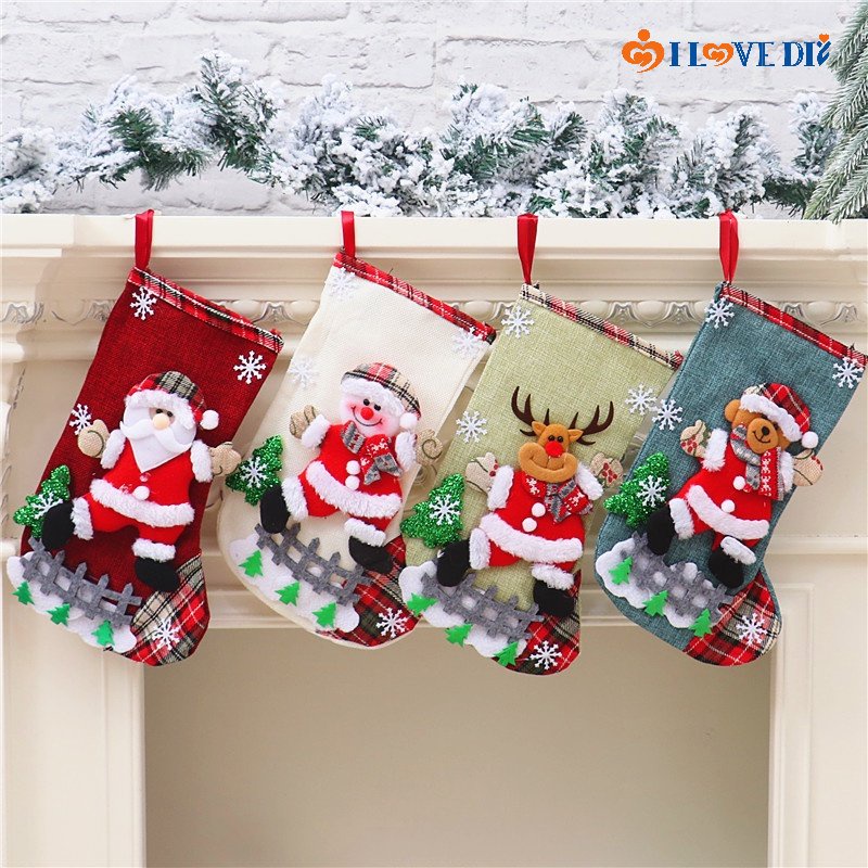 Vớ Treo Đựng Quà Giáng Sinh Nhiều Kiểu Dáng / Búp Bê Ông Già Noel Hoạt Hình / Người Tuyết / Cây Thông