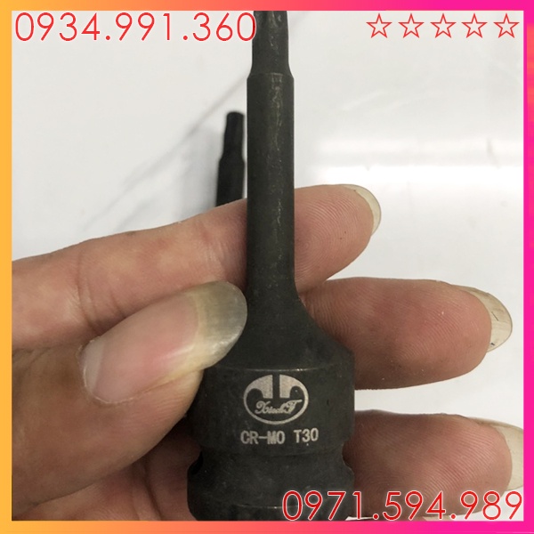 Đầu típ khẩu 1/2 inch hoa khế 6 cạnh ngoài . Nhật Bản, dài 78mm, chất liệu carbon CRMO Siêu Cứng, Siêu Bền