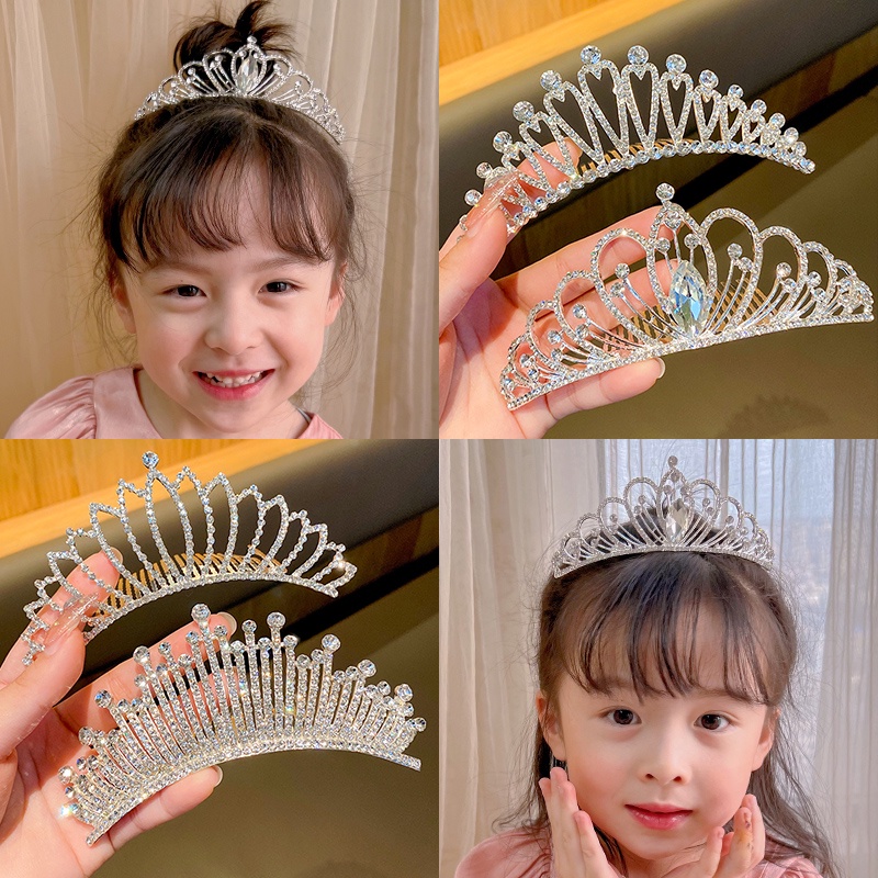 Vương Miện Hợp Kim Đính Đá Và Ngọc Trai Giả Phong Cách Hàn Quốc