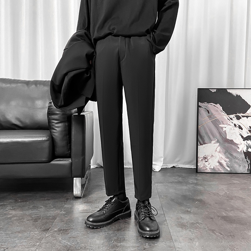 Quần ống rộng màu đen thời trang Hàn Quốc cho nam