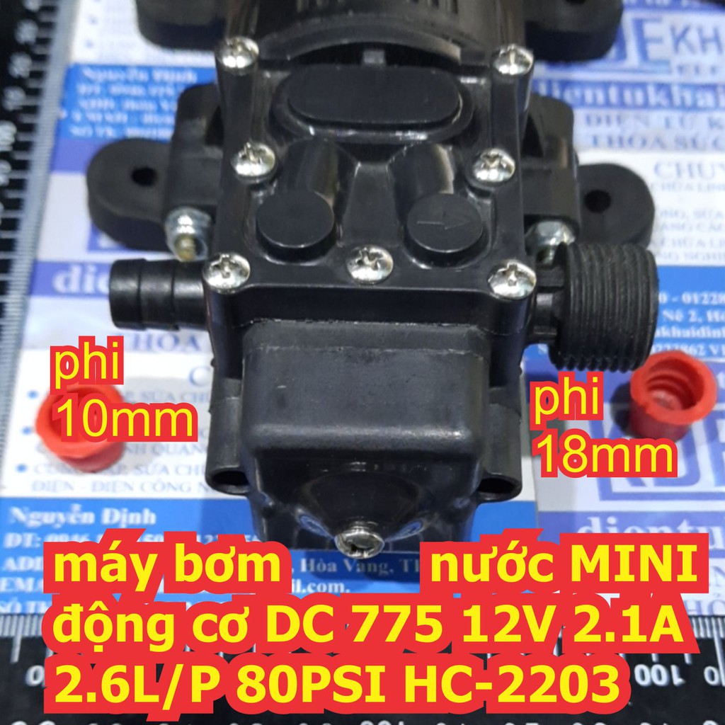 máy bơm nước MINI động cơ DC 775 12V 2.1A 2.6L/P 80PSI HC-2203 kde6784