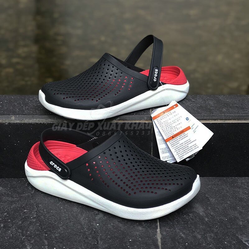 Dép Sục Cross Literide Nam Nữ Màu Đen Đỏ Hàng Chuẩn Full Tag, Full Hộp Hãng