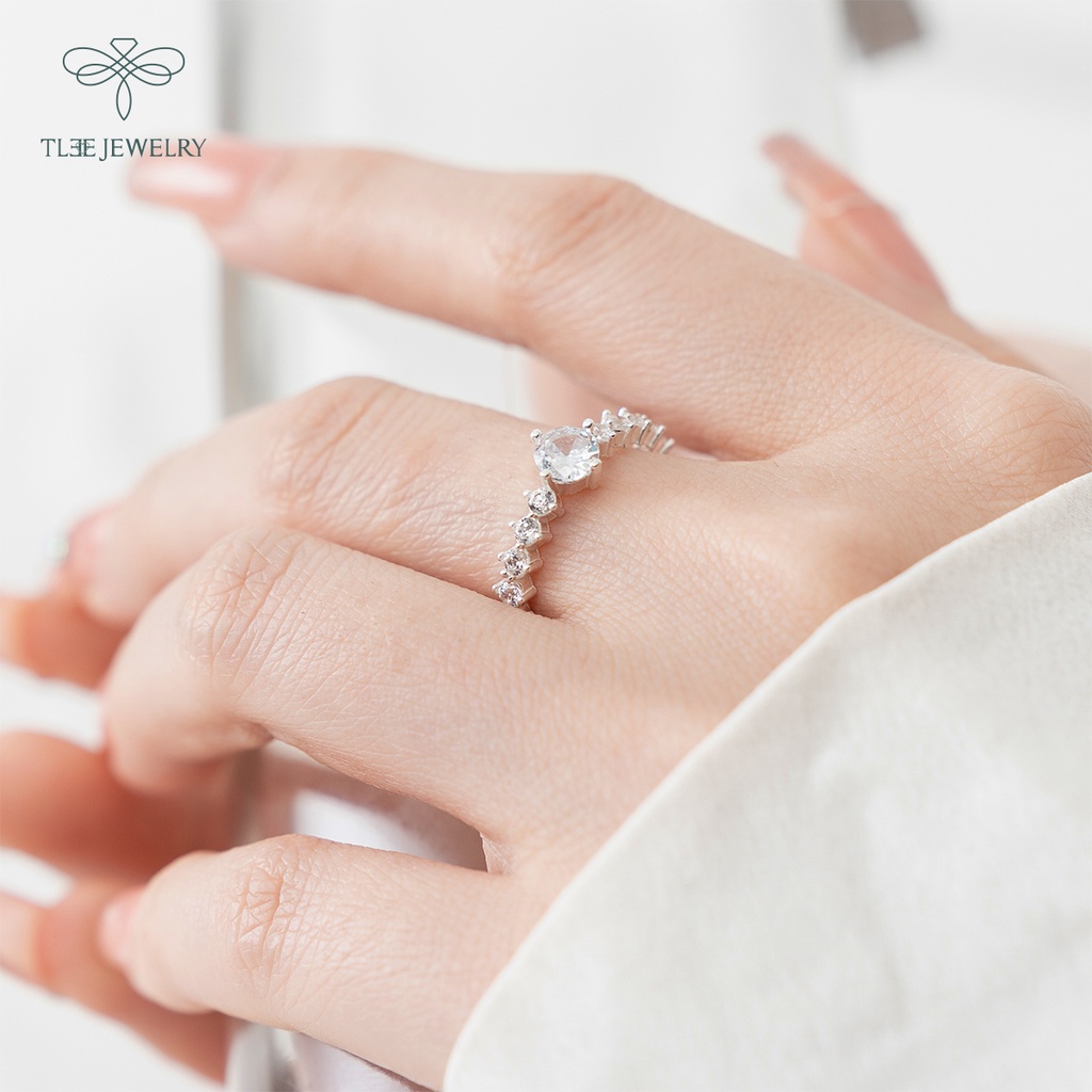 Nhẫn bạc nữ TLEE nạm đá nhỏ lấp lánh nữ tính NCJ A0179