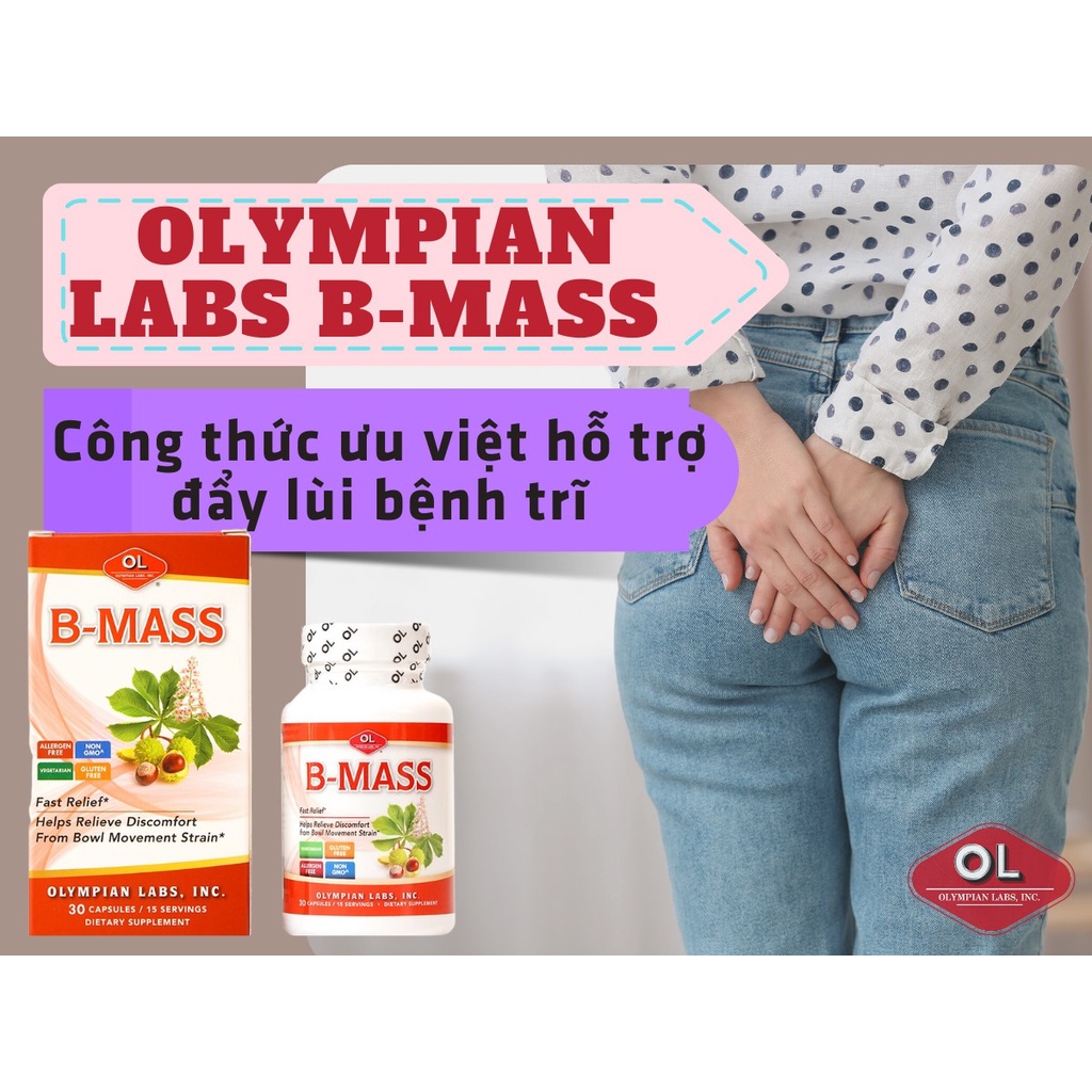 Viên uống B-Mass giảm trĩ táo bón từ thảo dược Lọ 30 viên - NT091