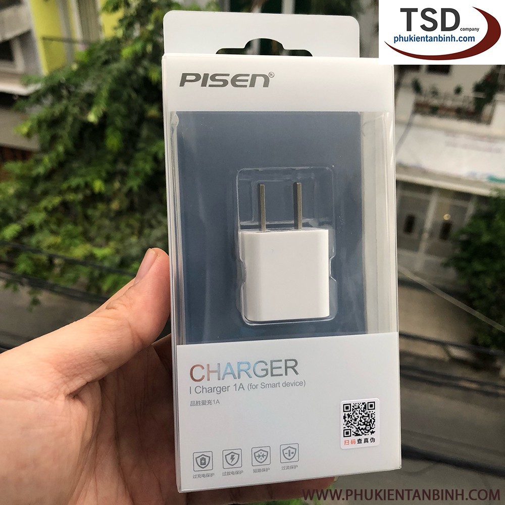 Cốc Sạc Pisen 1A Bảo Hành 12 Tháng - Adapter Pisen 1A