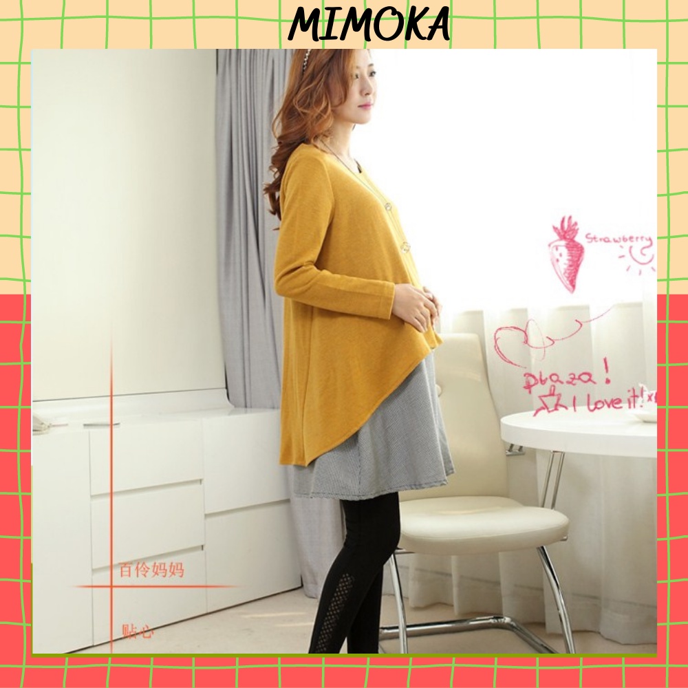 Áo len bầu Mimoka MAL01 áo bầu mùa thu len cao cấp 2 lớp kiểu Hàn Quốc