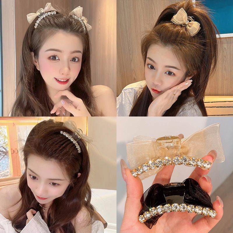 Kẹp Tóc Nơ Lưới Hai Mặt Phong Cách Mới Cho Nữ