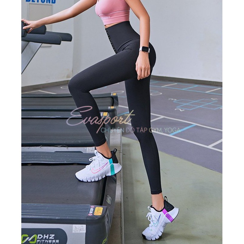 Quần Legging Dệt Kim Kết Hợp Latex, Giúp Giảm Mỡ Cap Siêu Cao Tập Gym Yoga Aerobic Nữ Vải Co Giãn Tốt, Định Hình Eo