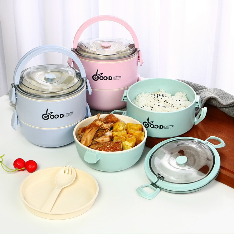 Hộp cơm giữ nhiệt Hàn Quốc 2 tầngGIADUNGTONGKHO1Hộpmang cơm mang thức ăn đi làm, chất liệu lúa mạch an toàn dễ vệ sinh