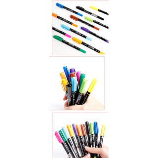 (Lẻ 1 bút) Bút marker 2 đầu DELI S571, set 12 bút nhiều màu viết trên mọi chất liệu DecorMe