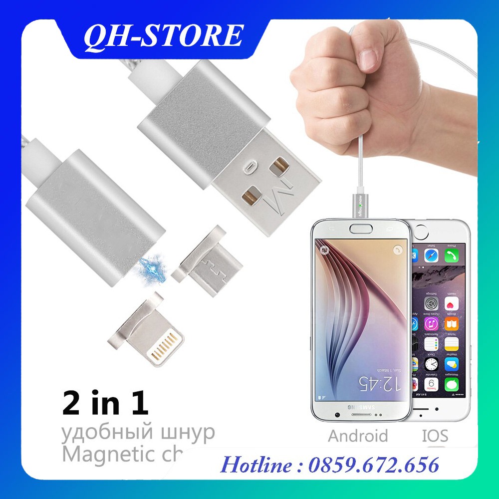 [⚡Sale Tuyệt Đỉnh⚡] Cáp Sạc Nam Châm Từ Tính 2 Đầu Cho Iphone và Android