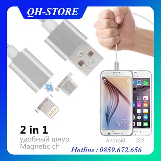 Cáp sạc nam châm từ tính 2 đầu cho iphone và android