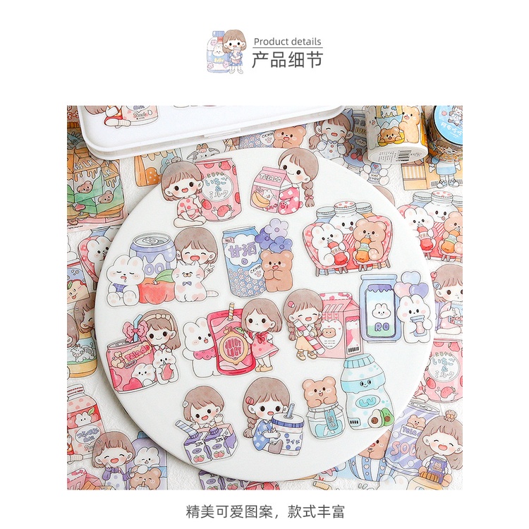 Peach 24Pcs Cute girl gourmet Life sticker Journal Scrapbook Decor Sticker