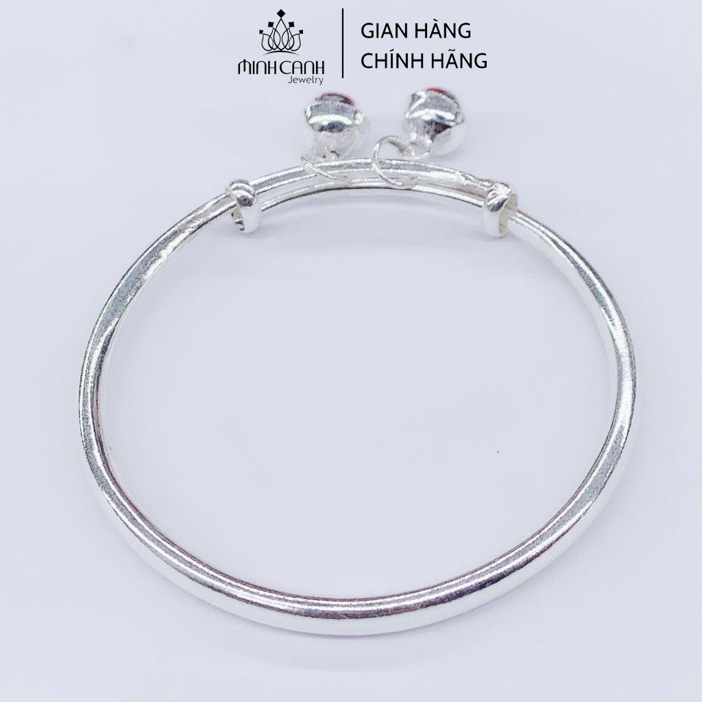 Lắc Bạc Trẻ Em Dạng Trơn Điều Chỉnh Size 2 Chuông Bạc - Minh Canh Jewelry